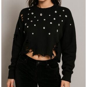 Furst Of A Kind Womens Sweater L Grunge Y2K Dark Academia Alt Distressed Cropped